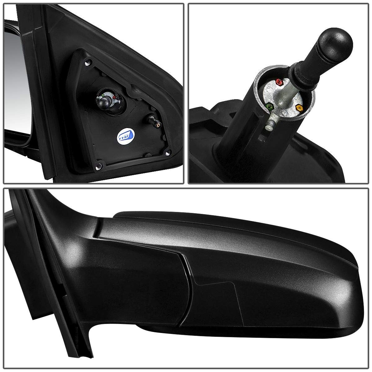 Manual Driver Left Side View Door Mirror For Kia Sorento 03-09 Black Textured Finish Folding And Adjustment Convex Lens With