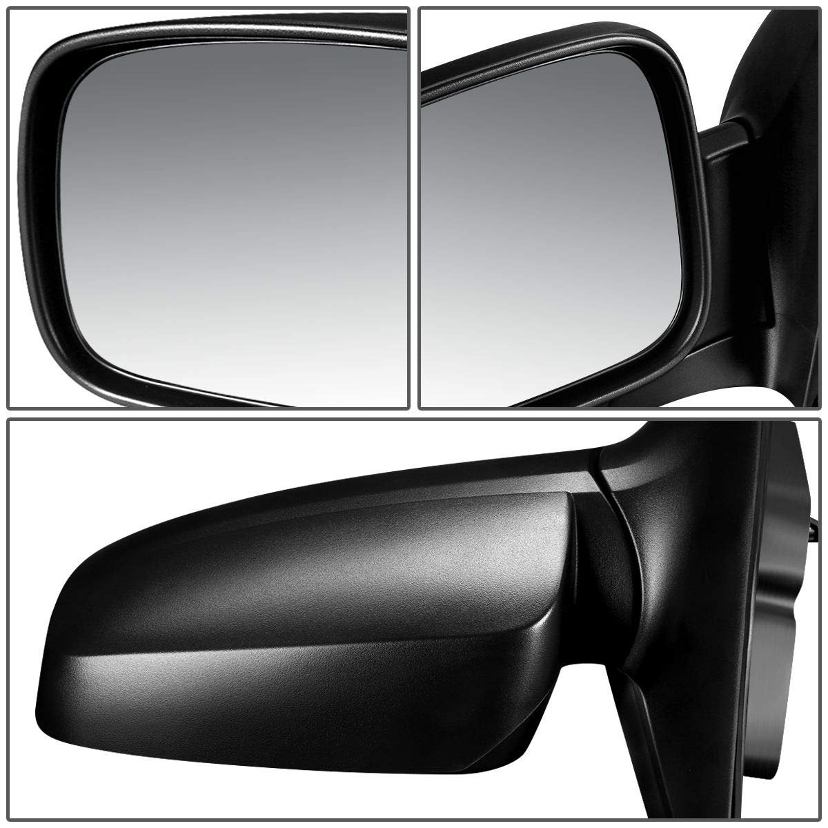 Manual Driver Left Side View Door Mirror For Kia Sorento 03-09 Black Textured Finish Folding And Adjustment Convex Lens With