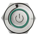 Latching Maintained Push Button Switch 16mm Panel Cutout Stainless Steel Silver With Green Power Symbol Led Light Spdt On Off