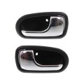Interior Door Handle Pair For Mazda Protege 1995 2003 Front Or Rear Driver And Passenger Side Black Bezel With Chrome Lever 