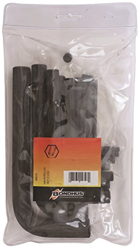 Bondhus 12399 Hex Tip Key L Wrench Set With Proguard Finish And Short Arm In Pouch Of Sizes 1 5 10mm 9 Piece