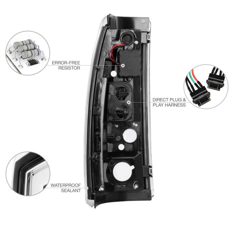 Chrome Bezel Premium Led Tail Light Housing Lamp Assembly For 2003-2006 Chevy Silverado 1500 2500 3500 Driver And Passenger