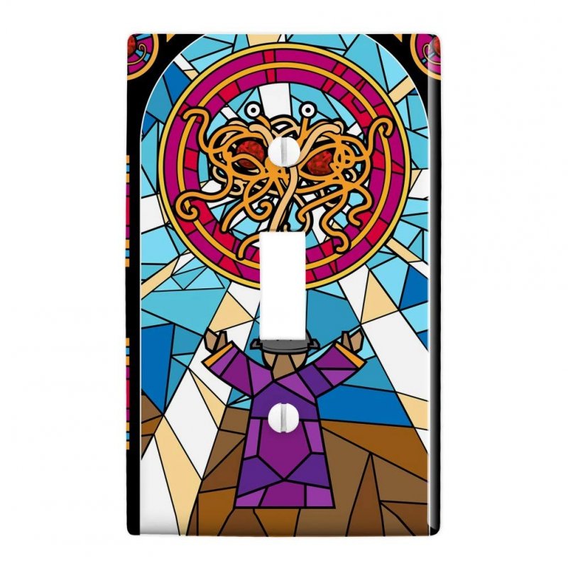 Flying Spaghetti Monster Stained Glass Plastic Wall Decor Toggle Light Switch Plate Cover