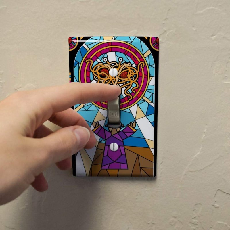 Flying Spaghetti Monster Stained Glass Plastic Wall Decor Toggle Light Switch Plate Cover