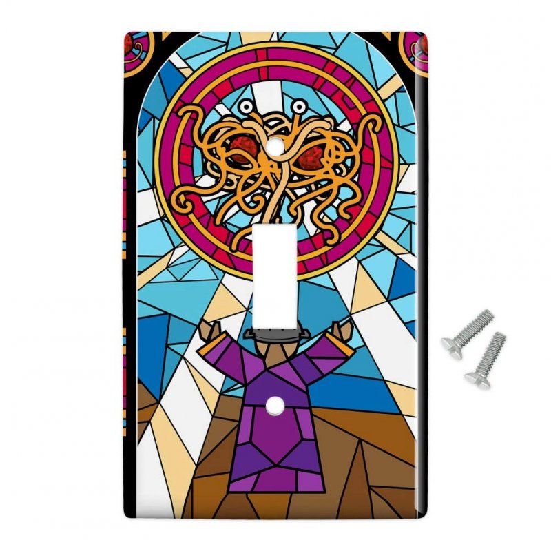 Flying Spaghetti Monster Stained Glass Plastic Wall Decor Toggle Light Switch Plate Cover