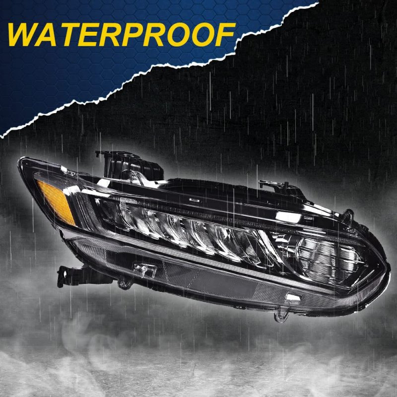Headlights Assembly For 2018 2019 2020 Honda Accord Right Bumper Headlamp Cleara Lensa Black Housinga Ambera Reflector