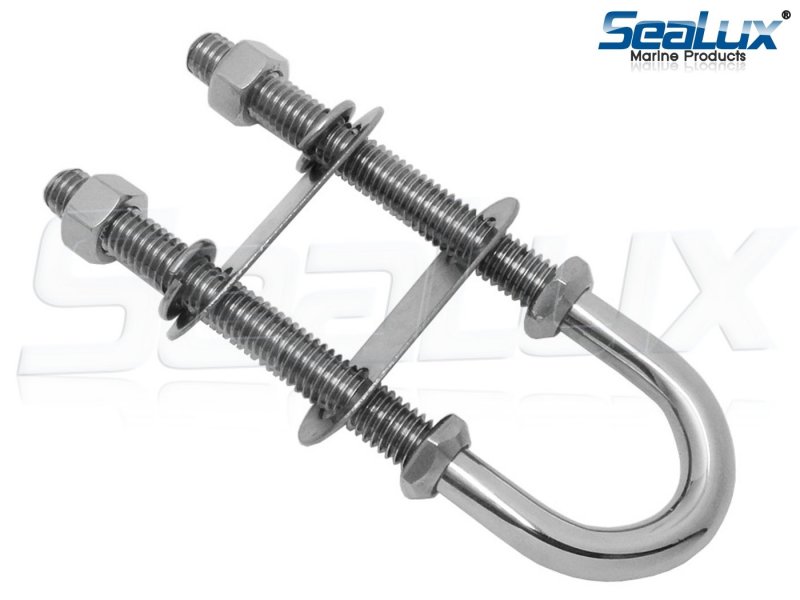Sealux Marine Boat Bow Eye Stern U Bolt Tie Down 3 8 Stock 5 Overall Length 3-3 Thread With Hex Nuts And Split