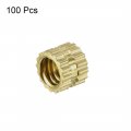 Uxcell Knurled Insert Nuts 100pcs M4 X 4mm Length 5mm Od Female Thread Brass Threaded Embedment Nut For 3d Printer