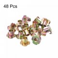 Uxcell M10x16mm T-nuts 4 Pronged Tee Nut Carbon Steel Threaded Inserts For Wood 48pcs