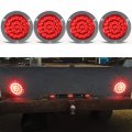 Partsam 4pcs Round Red Led Stop Turn Tail Lights Brake Trailer 24led 4 Inch Flange Mount Waterproof For Rv Trucks 12v Dc