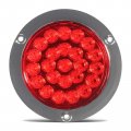 Partsam 4pcs Round Red Led Stop Turn Tail Lights Brake Trailer 24led 4 Inch Flange Mount Waterproof For Rv Trucks 12v Dc