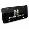 Ipick Image For Dodge Scat-pack Full Color 3d Logo On Pattern Black Solid Aluminum Metal License Plate