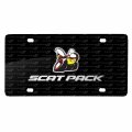 Ipick Image For Dodge Scat-pack Full Color 3d Logo On Pattern Black Solid Aluminum Metal License Plate