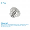 Uxcell Knurled Thumb Nuts 8pcs M4 Carbon Steel Nut High Head Through Hole For 3d Printer Part Silver
