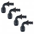 Fragola 209006-bl 90 Degrees Push Lock Hose Fitting 6an Black Aluminum 4 Pack 