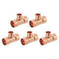 3 4-inch X 1 2-inch Copper Reducing Tee Pressure Pipe Fitting Connector For Plumbing Supply And Refrigeration 5pcs 