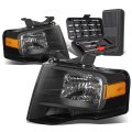 Black Housing Amber Corner Headlight Head Lamps Tool Kit Compatible With Ford Expedition 07-14