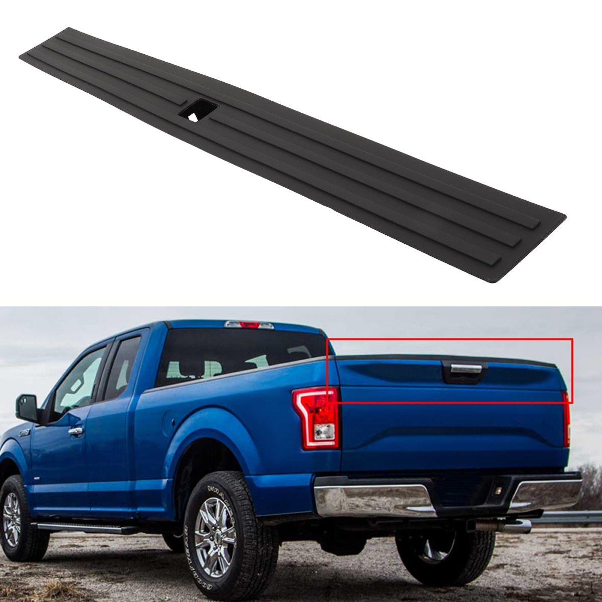 Tailgate Molding Cap Protector Rear Abs For Ford F150 2015 2016 Black Textured Surface Direct Fit Replacement Part 02etm1205abk
