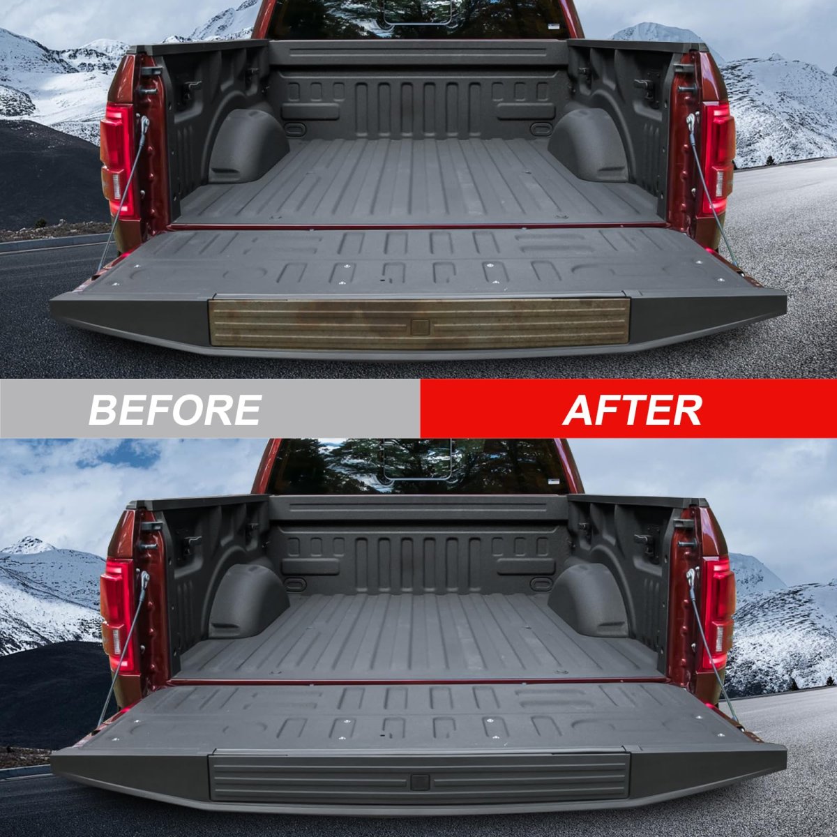 Tailgate Molding Cap Protector Rear Abs For Ford F150 2015 2016 Black Textured Surface Direct Fit Replacement Part 02etm1205abk