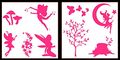 Auto Vynamics Stickerpack-faerieset01-20-gpnk Gloss Pink Vinyl Detailed Woodland Fairy Faerie Sticker Pack Multiple Faeries W 