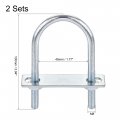 Uxcell Round U-bolts 2 Sets 1 77 45mm Inner Width 100mm Length Steel M8 With Nut Plate