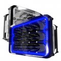 Rolinger 4pcs 4x6 Led Headlight Assemblies Hi Lo Sealed Beam With Blue Halo Lights Rectangular H4651 H4652 H4656 H6545 Headlamp 