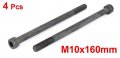 Uxcell M10x160mm 12 9 Alloy Steel Hex Socket Screws Partially Threaded Bolt Black 4pcs