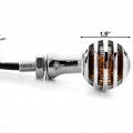 Krator 2pcs Chrome Heavy Duty Motorcycle Turn Signals Finned Grill Scalloped Blinkers