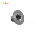 Uxcell M5 T-nuts 12pcs Carbon Steel Tee Nut Round Base Weld Nuts 8mm Height Through Hole Flange Insert Female Thread Plate Dark