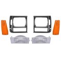 Hecasa Headlight Bezels Turn Signal Side Marker Light Pair For 1991-1996 Jeep Cherokee 1991-1992 Comanche Headlamp Trim Cover 