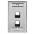 Leviton 43081-1l2 2-port Angled Stainless Steel Quickport Single Gang Wallplate With Id Windows 