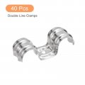 Uxcell 40pcs 20mm 13 16 Inch Stainless Steel Double Line Clamps Single Hole Rigid Pipe Strap M-type U Shape Bracket Tube For