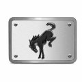 Ipick Image For Ford New Bronco 3d Black Logo On Brushed Silver Billet Aluminum 2 Inch Tow Hitch Cover
