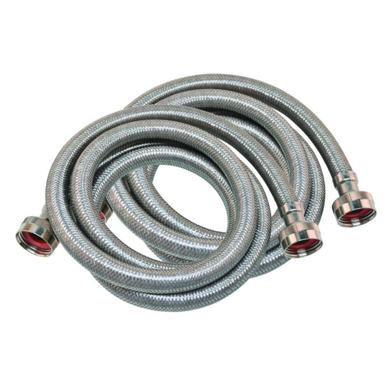 Eastman 41063 Braided Stainless Steel Washing Machine Hose 5 Ft Length 4-inch X 3 1-pair