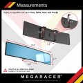 Mega Racer 10 63a 270mm Car Rear View Mirror Hd Blue Tint Panoramic Wide Angle Convex Surface 2 Interior Retractable Rubber