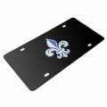 Ipick Image Fleur-de-lis Fdl 3d Black Stainless Steel License Plate Blue