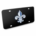 Ipick Image Fleur-de-lis Fdl 3d Black Stainless Steel License Plate Blue