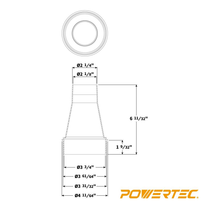 Powertec 70147-p2v 4-inch Od To 2-1 Hose Reducer Adapter For Dust Collection Systems 2 Pk