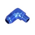 An10 90 Degree Male To 3 8 Npt Flare Bulkhead Fitting Adaptor Connector For Car Blue 6061 Aluminum Alloy 