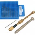 22 Spiral Hand Drill Swivel Pin Vise Twist Bits 