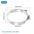 Uxcell 2pcs T-bolt Hose Clamps 140-148mm 5 51 -5 83 Id Range Stainless Steel Radiator Intake Clamp For Truck Exhaust