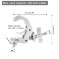 Uxcell Light Truss Clamps 1 W Stage Lighting Pipe C Clamp Aluminum Alloy For 57-2 4 Od Tube Max Load 60lb Silver 1pcs