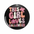 1080 Graphics This Girl Loves Halloween Groovy Ghost Spooky Season Key Chain Double Sided Stainless Steel Keychain 