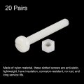 Uxcell 20 Pairs Nylon Screw Nut Assortment M6x50mm Slotted Pan Head Screws M6 Hex Nuts For Machinery Electronics White