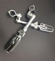 Chrome Long Angled Peg Mounting Kit Lightning Style Foot For Bike With 1-1 2 Inch 1 5 Front Engine Guard Frame Tube Iron 883 
