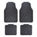 Cartman Black Flexible Rubber Car Floor Mats All Weather Protection Thick 4-piece Front Rear Automotive For Cars Suvs And 
