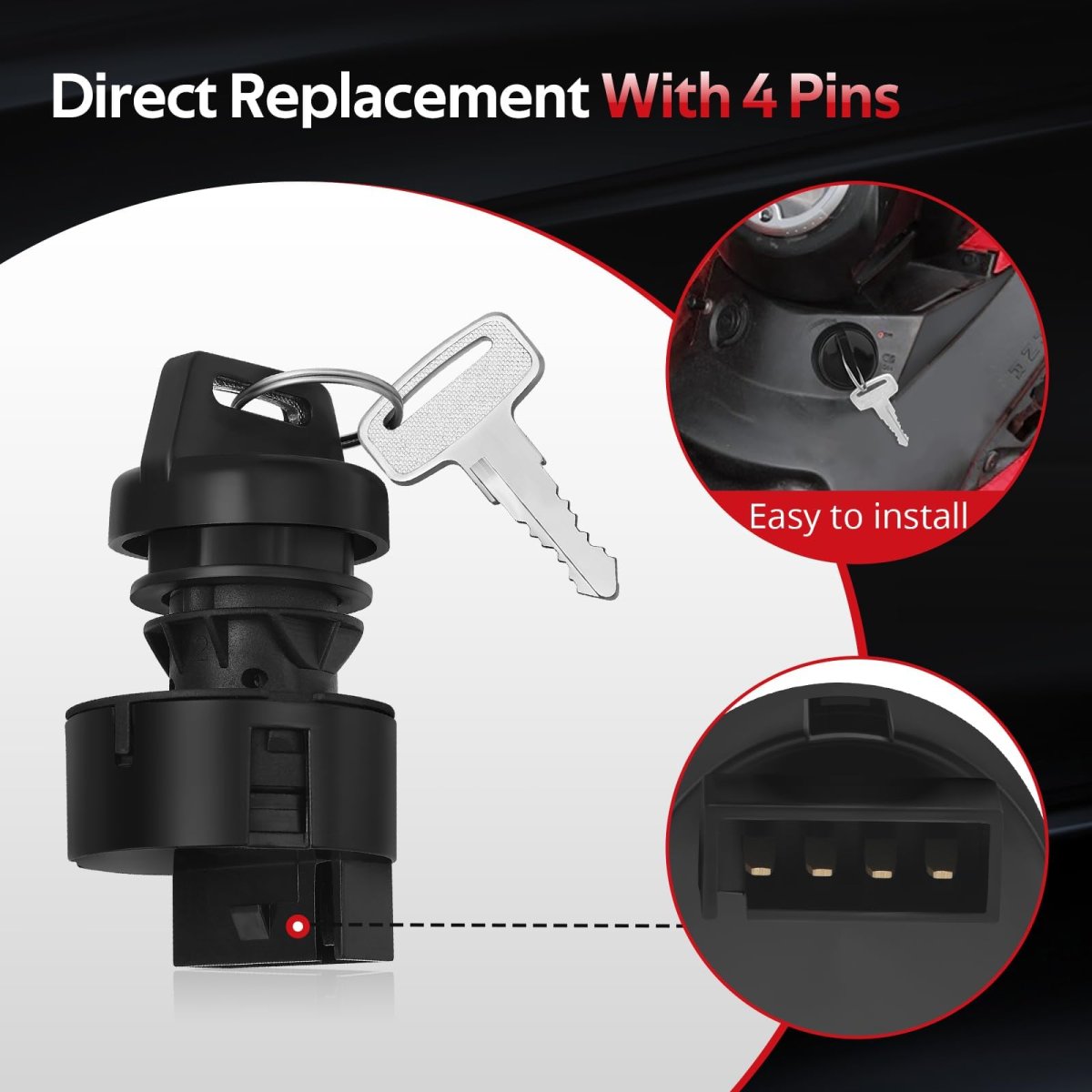 Ignition Key Switch 3 Positions 4 Pins For Can Am Outlander 400 Max 2003 2008 330 2004 2005 Rally 200 710007867