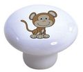 Set Of 2 Baby Monkey Big Head Ceramic Cabinet Drawer Pull Knobs 