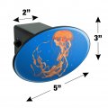 Underwater Orange Medusa Jellyfish Oval Tow Trailer Hitch Cover Plug Insert