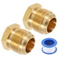 2pcs 3 4 Tube Od Brass Seal Plug 1-1 16 Unf Male Thread 45 Degree Flared Sae Hex Pipe Fitting Flare Fittings With Tape For Air 